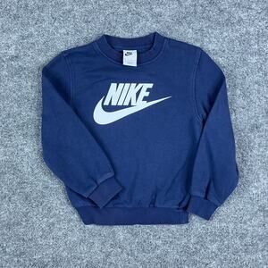 Nike Sweatshirt Youth XS Navy Blue‎ Long Sleeve Crewneck Logo Pullover Athletic